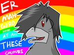  avian bird grey_hair hair plain_background rainbow rainbow_background reaction_image red_eye red_eyes 