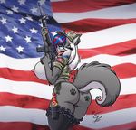  american_flag beer_holster big_breasts big_butt breasts butt eltonpot female flag gun huge_breasts m16 nipples purgy ranged_weapon thick_thighs thong weapon wide_hips 