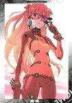  absurdres bodysuit evangelion:_2.0_you_can_(not)_advance highres long_hair multicolored multicolored_bodysuit multicolored_clothes neon_genesis_evangelion orange_bodysuit plugsuit rebuild_of_evangelion red_bodysuit shikinami_asuka_langley solo souryuu_asuka_langley test_plugsuit tsurumaki_kazuya 