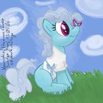  30_minute_art_challenge arthropod butterfly clothing english_text equine female feral friendship_is_magic grey_hair hair horse insect mammal my_little_pony outside pony screw_loose_(mlp) sitting smudge_proof solo text 