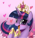  &lt;3 blush crown cute equine female feral friendship_is_magic gold hair horn horse john_joseco looking_at_viewer mammal multi-colored_hair my_little_pony pony portrait purple_eyes purple_hair smile solo twilight_sparkle_(mlp) unicorn 