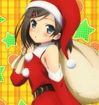  black_hair blue_eyes hat hentai_ouji_to_warawanai_neko. highres sack santa_costume santa_hat screencap short_hair solo tsutsukakushi_tsukiko 