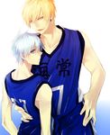  basketball basketball_uniform blonde_hair blue_eyes blue_hair kise_ryouta kuroko_no_basuke kuroko_tetsuya male_focus multiple_boys sportswear subaru_(hz) yellow_eyes 