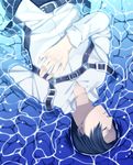  belt black_hair itou_(mogura) levi_(shingeki_no_kyojin) male_focus partially_submerged shingeki_no_kyojin solo upside-down 