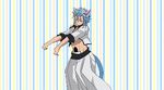 1boy abs animal_ears animated animated_gif arrancar bleach blue_hair cat cat_ears cat_tail dance dancing espada grimmjow_jaegerjaquez lowres nyan-nyan_dance short_hair striped striped_background tail 