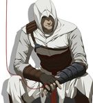  altair_ibn_la-ahad assassin's_creed assassin's_creed_(series) blade gauntlets gb_(doubleleaf) gloves hidden_blade hood male_focus red_string scar solo string weapon 