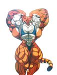  abs anthro biceps big_muscles collaboration feline female gettar82 hyper hyper_muscles kung_fu_panda mammal master_tigress muscles muscular_female one_eye_closed pecs plain_background pose sleuth solo stripes tiger vein white_background wink 