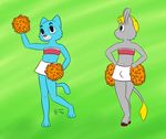  cat cheerleader crossdressing donkey equine feline girly gumball_watterson jealous male mammal pom_poms sen-en sen_grisane skirt the_amazing_world_of_gumball young 