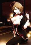  breasts brown_eyes brown_hair choker cleavage hat large_breasts lorelei_(module) meiko microphone nail_polish pantyhose project_diva_(series) project_diva_extend short_hair smile solo toyu vocaloid 