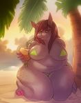  beach big big_breasts bikini breasts chubby clothing eclairtalon female hair hippo huge_breasts looking_at_viewer nipples pose seaside solo swimsuit tight_clothing 