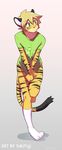  bottomless clothed clothing feline green_eyes half-dressed male mammal plain_background shirt socks solo tay tay_(powfooo) tiger tokifuji 