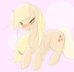  applejack_(mlp) blonde_hair blush cutie_mark equine female feral friendship_is_magic fur green_eyes hair horse looking_at_viewer mammal my_little_pony orange_fur plain_background pony solo suggestive tongue tongue_out v-invidia 