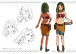  ^_^ bad_id bad_pixiv_id bandeau bare_shoulders basin belt bracelet brown_eyes character_sheet closed_eyes earrings expressions feathers freckles gargantia_contest green_hair hair_ornament headband jewelry long_hair midriff multiple_views navel necklace original pouch reika_(clovia_studio) sandals skirt smile standing suisei_no_gargantia tears turnaround 