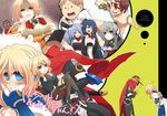  4boys 5girls aoi_toori asama_tomo ben_johnson black_legwear blonde_hair blue_hair blue_legwear bodysuit braid breasts brown_algea brown_hair elizabeth_(horizon) hjm horizon_ariadust kyoukaisenjou_no_horizon mary_stuart multiple_boys multiple_girls nate_mitotsudaira neito_mitotsudaira ohiroshiki_ginji princess_hold scar scarf silver_hair tenzou_crossunite 