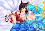  ahri animal_ears cleavage league_of_legends sona tagme tail 