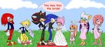  ankle_cuffs anthro bride bridesmaid canine chain clothing cream_the_rabbit dialog dress flower forced fox gloves groom groomsmen gun hairband hedgehog knuckles_the_echidna laugh mammal miles_prower outside pillow pointing ranged_weapon ribbons rouge_the_bat sega shadow_the_hedgehog shoes sonic_(series) sonic_the_hedgehog suit text weapon wedding 