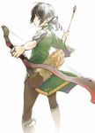  arrow black_hair bow_(weapon) copyright_request elf jewelry mochiya pointy_ears ring short_hair solo weapon 
