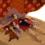  4boys axis_powers_hetalia barefoot bed bed_sheet changpao child china_(hetalia) chinese_clothes hanbok hong_kong_(hetalia) japan_(hetalia) japanese_clothes kimono korea_(hetalia) korean_clothes multiple_boys pillow rururara sleeping taiwan_(hetalia) yukata 