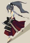  bad_id bad_pixiv_id black_eyes black_hair bushidou_(sekaiju) ccru japanese_clothes long_hair looking_back original ponytail sarashi sekaiju_no_meikyuu solo sword weapon 