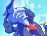  2020 5_fingers abs adjusting_clothing anthro balls balls_outline barely_visible_balls barely_visible_genitalia barely_visible_penis biceps big_balls big_bulge big_muscles big_penis billfish blue_balls blue_body blue_eyes blue_penis blue_scales blue_sky blue_theme bulge closed_smile clothed clothing clothing_pull cloud colored countershade_scales countershading day deltoids detailed_background detailed_bulge digital_drawing_(artwork) digital_media_(artwork) dutch_angle fin fingers fish forearm_muscles front_view genital_outline genitals glistening glistening_body glistening_clothing glistening_scales glistening_swimwear glistening_underwear hands_on_hips happy huge_muscles humanoid_genitalia humanoid_hands humanoid_penis ineffective_thong istiophoriform latissimus_dorsi light lighting looking_at_viewer looking_down looking_down_at_viewer low-angle_view male male_anthro manly marine mouth_closed multicolored_body multicolored_scales muscular muscular_anthro muscular_male obliques outside pecs penis penis_base penis_outline pose quads red_clothing red_swimwear red_thong red_underwear scales serratus shaded side_balls skimpy sky small_on_top smile solo spedumon standing summer sun sunlight sunny swimwear swordfish swordfish_(small_on_top) tail tail_fin thick_penis thong thong_pull tight_clothing toony topless topless_anthro topless_male triceps two_tone_body two_tone_scales underwear underwear_pull v-cut 