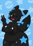  absurd_res anthro belly big_breasts black_nipples black_nose breasts eeveelution female generation_2_pokemon hi_res nintendo nipples paladyart98 pokemon pokemon_(species) shiny_pokemon slightly_chubby solo stella_(paladyart98) tail umbreon yellow_eyes 