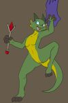  anthro anus attack bent_leg blue_eyes breasts claws clitoral_hood countershading digital_drawing_(artwork) digital_media_(artwork) dungeons_and_dragons fangs featureless_breasts female flat_chested flawedspirit genitals green_body green_horn green_scales happy hasbro hi_res horn kobold kurva_(flawedspirit) magic magic_user nude one_foot_raised open_mouth pussy raised_leg reptile scales scalie simple_background smile solo tail teeth wand wizards_of_the_coast yellow_body yellow_scales 