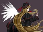  blonde_hair fullerene hat lily_black lily_white long_hair solo touhou wings 