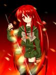  non-web_source piku red_eyes red_hair school_uniform shakugan_no_shana shana solo sword thighhighs weapon 