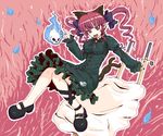  animal_ears cameo cat_ears cat_tail extra_ears fang hair_ribbon kaenbyou_rin neru_fia pointy_ears red_eyes red_hair reiuji_utsuho ribbon skull solo tail touhou twintails wheelbarrow 