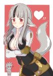  1boy 1girl amagumo1023 animal_ears aristocratic_clothes black_hair cosplay father_and_daughter fire_emblem fire_emblem_fates grey_hair heart highres keaton_(fire_emblem) keaton_(fire_emblem)_(cosplay) multicolored_hair pectoral_cleavage pectorals red_eyes streaked_hair tail two-tone_hair velouria_(fire_emblem) white_hair wolf_boy wolf_ears wolf_girl wolf_tail 