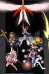  5girls absurdres amitie_florian bardiche_(nanoha) bardiche_(scythe_form)_(nanoha) black_background bygddd5 dual_wielding energy_ball energy_blade fate_testarossa fate_testarossa_(lightning_form)_(2nd) gun highres holding holding_gun holding_scythe holding_staff holding_sword holding_weapon kyrie_florian lyrical_nanoha mahou_shoujo_lyrical_nanoha mahou_shoujo_lyrical_nanoha_a&#039;s mahou_shoujo_lyrical_nanoha_a&#039;s_portable:_the_gears_of_destiny mahou_shoujo_lyrical_nanoha_the_movie_2nd_a&#039;s multiple_girls outside_border raising_heart raising_heart_(exelion_mode)_(2nd) schwertkreuz scythe serious staff sword takamachi_nanoha takamachi_nanoha_(exelion_mode) thighhighs tome_of_the_night_sky twintails variant_zapper weapon wings yagami_hayate 