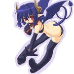  blue_hair blush collar dd_(ijigendd) demon_girl elbow_gloves gloves horns original panties red_eyes short_hair solo tail thighhighs underwear wings 