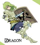  7th_dragon 7th_dragon_(series) amami_amayu armor green_eyes green_hair kate_(7th_dragon) knight_(7th_dragon) shield solo sword weapon 