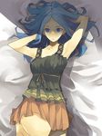  bed blue_eyes blue_hair camisole copyright_request hama_(22ji_kara_24ji) long_hair skirt solo 