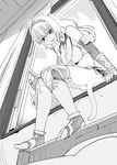  animal_ears feet final_fantasy final_fantasy_xi greyscale mithra monochrome robina soles solo tail toeless_legwear toes 