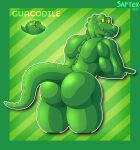  2024 absurd_res anthro big_butt butt crocodile crocodilian crocodylid crossed_arms electronic_arts elemental_creature elemental_humanoid feral flora_fauna green_body hi_res humanoid looking_back male muscular muscular_anthro muscular_male plant plant_humanoid plants_vs._zombies popcap_games presenting presenting_hindquarters rear_view reference_image reptile sartex scales scalie shaded sharp_teeth signature simple_background simple_shading smile solo tail teeth text thick_thighs yellow_eyes 