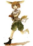  animal_ears bad_id bad_pixiv_id belt boots brown_eyes brown_hair gloves original running short_hair shorts shrimpman solo tail 