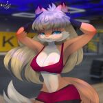  absurd_res anthro big_breasts breasts canid canine female fox gym hi_res humanoid mammal solo 