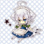  ahoge animal_ears bad_id bad_pixiv_id blue_eyes chibi dog_ears dog_tail inu_sakuya izayoi_sakuya knife maid neota silver_hair solo tail touhou 