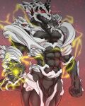  abs agcl alien anthro athletic athletic_anthro athletic_male biceps black_body claws digital_media_(artwork) electricity front_view gesture glowing glowing_eyes godzilla_(series) hand_gesture hi_res horn kaiju looking_at_viewer male monster monster_x multicolored_body muscular muscular_anthro muscular_male muscular_thighs nude pecs pointing red_eyes scalie serratus simple_background smile smirk solo spikes tail teeth toho triceps two_tone_body white_body 