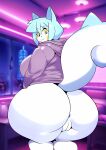  absurd_res animal_humanoid anthro anus bedroom big_breasts big_butt blue_body blue_hair breasts butt clothing depth_of_field female furry_funnychan futuristic_city generation_4_pokemon genitals hair hi_res huge_butt humanoid looking_back mammal mammal_humanoid nintendo pachirisu plump_labia pokemon pokemon_(species) presenting presenting_hindquarters pussy rodent rodent_humanoid sciurid sciurid_humanoid smile solo sweater thick_thighs topwear tree_squirrel_humanoid white_body yellow_cheeks yellow_eyes 
