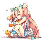  bad_id bad_pixiv_id blazblue blonde_hair character_doll gloves hairband hug jubei_(blazblue) kuro_yuzu long_hair platinum_the_trinity quad_tails smile solo stuffed_animal stuffed_toy 