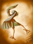  avian dancing female foshu nicobar_pigeon nude pigeon solo winged_arms 