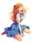  bangoul blue_eyes long_hair neon_genesis_evangelion orange_hair school_uniform smile solo souryuu_asuka_langley 