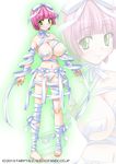  bandages breasts dragons_raid dragons_raid_2:_saimin_mahou_to_kyonyuujou green_eyes ishihara_masumi large_breasts looking_at_viewer mummy mummy_girl pink_hair short_hair smile solo watermark zoom_layer 