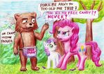  bear blue_eyes box candy cigar cub cutie_mark daoldhorse dialog english_text equine female feral friendship_is_magic group hair horn horse humor mammal my_little_pony pedobear pink_hair pinkie_pie_(mlp) pony smoking sweetie_belle_(mlp) text two_tone_hair unicorn young 