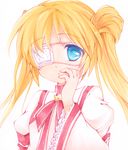  bad_id bad_pixiv_id blonde_hair blue_eyes chibitan eyepatch hand_on_own_cheek long_hair nakatsu_shizuru rewrite solo twintails 