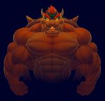  amazing biceps big_muscles blue_background bowser brown_skin fangs flexing glowing glowing_eyes green_skin grin hair horn huge_muscles hyper hyper_muscles koopa looking_at_viewer male mario_bros muscles nintendo orange_skin pecs plain_background red_hair reptile ripped ripped-saurian scalie shell smile solo standing teeth toned topless video_games yellow_eyes 