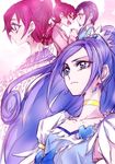  aida_mana blue_bow blue_eyes blue_hair bow choker closed_eyes crystal_earrings cure_diamond dokidoki!_precure earrings friends hishikawa_rikka holding_hands jewelry long_hair multiple_girls pink_eyes pink_hair precure profile short_hair tima younger 