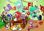  amy_rose anthro bat beverage blaze_the_cat canine cat clothing drink drinks echidna feline fire flower fox gloves hedgehog karaoke ketchup knuckles_the_echidna mammal miles_prower original_character paint party rouge_the_bat sega shadow_the_hedgehog shoes silver_the_hedgehog singing sitting sleeping sonic_(series) sonic_the_hedgehog spread_legs spreading toilet_paper 